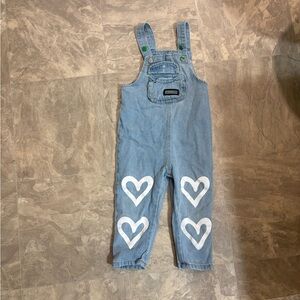 Kids Denim Overalls with White Heart Accents